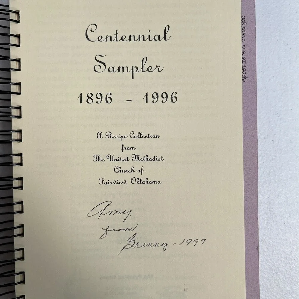Vtg‎ Centennial Sampler Cookbook 1896-1996 Fairview OK United Methodist Church